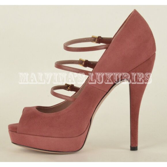 GUCCI SHOES LISBETH HIGH HEEL MARY JANE SUEDE LEATHER PUMPS sz 40 / 10 - Picture 3 of 14